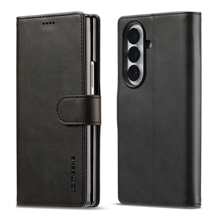 Husa pentru Samsung Galaxy Z Fold7, CaseMe, piele, tip portofel, inchidere magnetica, stand, culoare Negru
