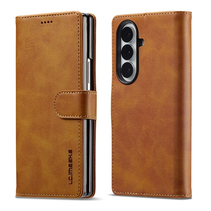 Husa pentru Samsung Galaxy Z Fold7, CaseMe, piele, tip portofel, inchidere magnetica, stand, culoare Maro