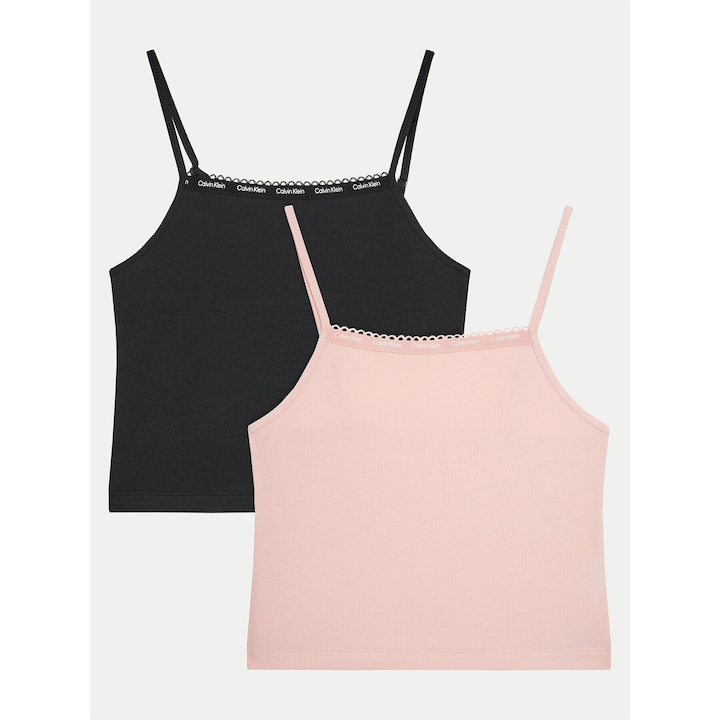 2 részes lányka felső szett Calvin Klein Underwear, rózsaszín és fekete, gyermek fehérnemű, 152-164 CM