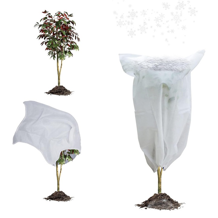 Husa Anti-Inghet Plante/Copaci, ProtectoPlant Shield, 130x160 cm, Protectie anti-inghet, Plante, Arbusti, Flori, Material Respirabil, Reutilizabila, Protejeaza Impotriva Frigului, Vantului, Zapezii, Ideal pentru Gradina, Alb Transparent