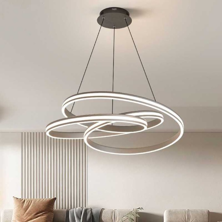 Lustra LED Luminastar cu telecomandă, intensitate reglabilă, lumina rece/caldă, metal, interior