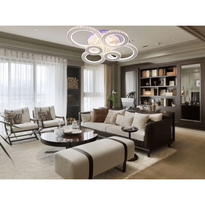 Lustra LED Magic Time, 240W, dimabil 3000-6500K, cu telecomanda, 50x65cm