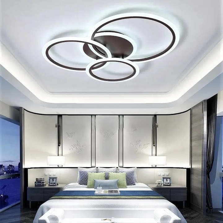 LED полилей Magic Time 128W, модерен дизайн, черен, размери 87x11cm, включено дистанционно управление