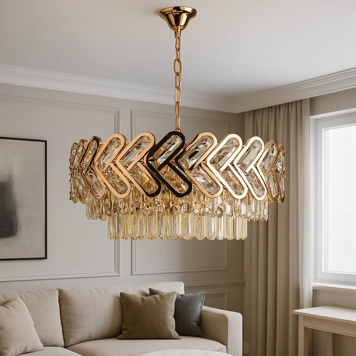 Позлатен полилей Magic Time Narello, 10 крушки E27, 450x450x560mm