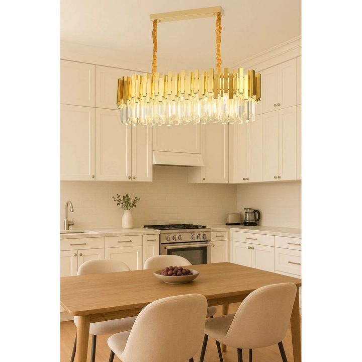 Златен полилей с кристали, Magic Time, 8 крушки E27, O800xH650мм