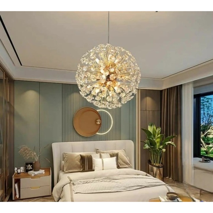 Candelabru cu Cristale Sorevia, Magic Time, Auriu, 9x G9