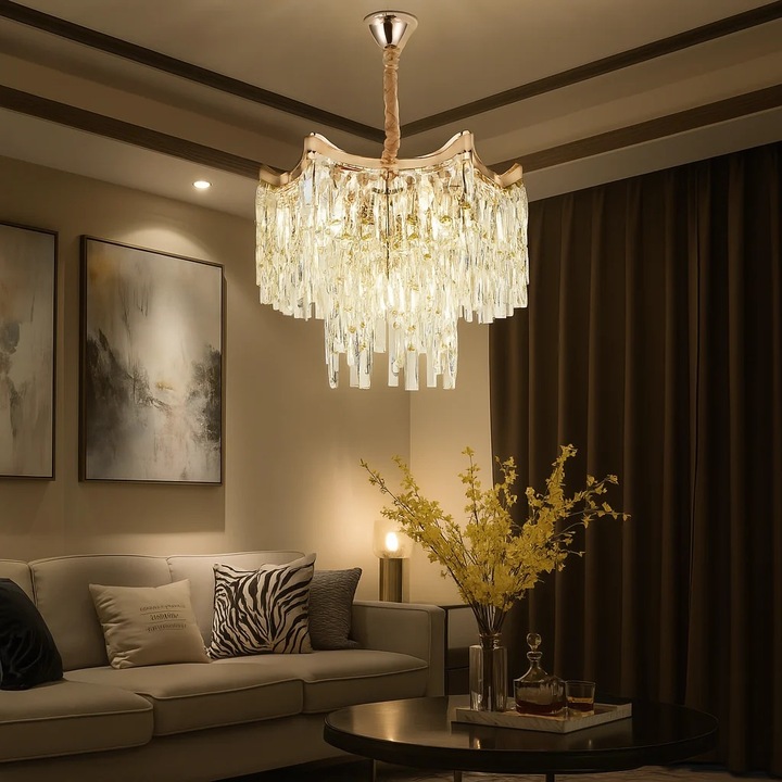 Полилей Magic Time Serathin Златист с Кристали, 5xE27, 39x39см