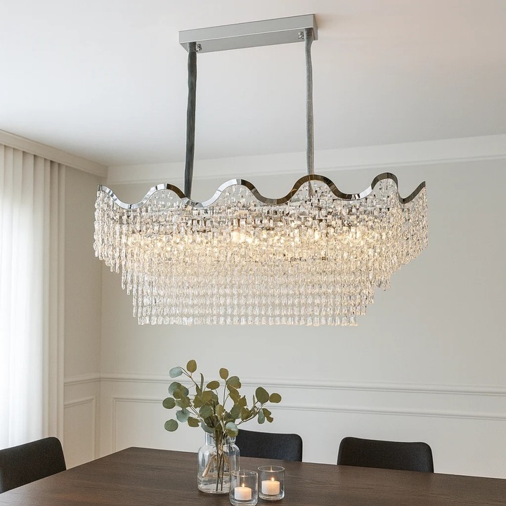 Полилей Magic Time Rehira, 12 крушки E27, модерен дизайн, хром, 110x42см