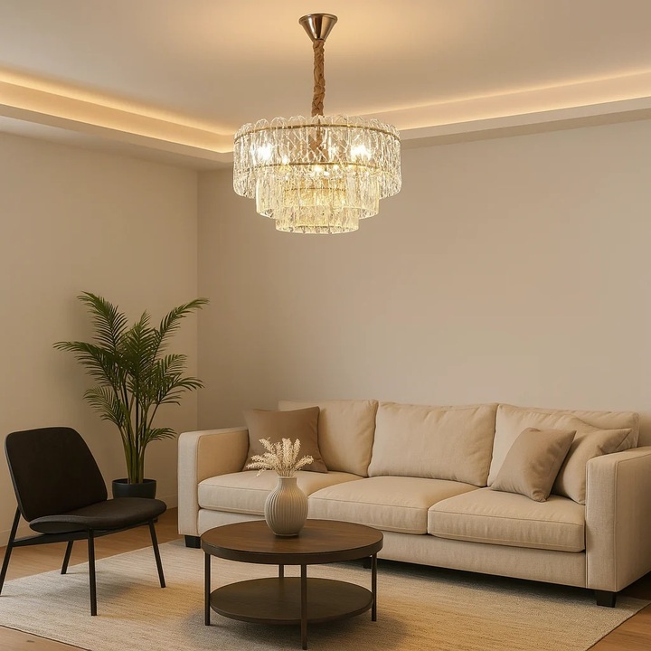 Полилей Magic Time с 6 крушки, златист завършек, размери 500xH250mm