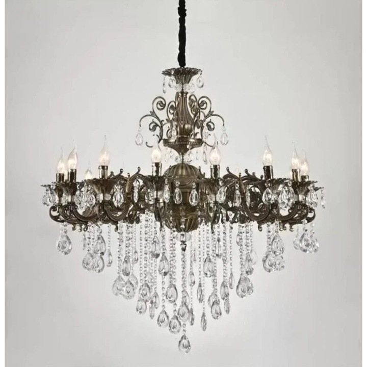 Candelabru cu Cristale, Magic Time, design clasic, cromat, 16xE14, 780x900mm