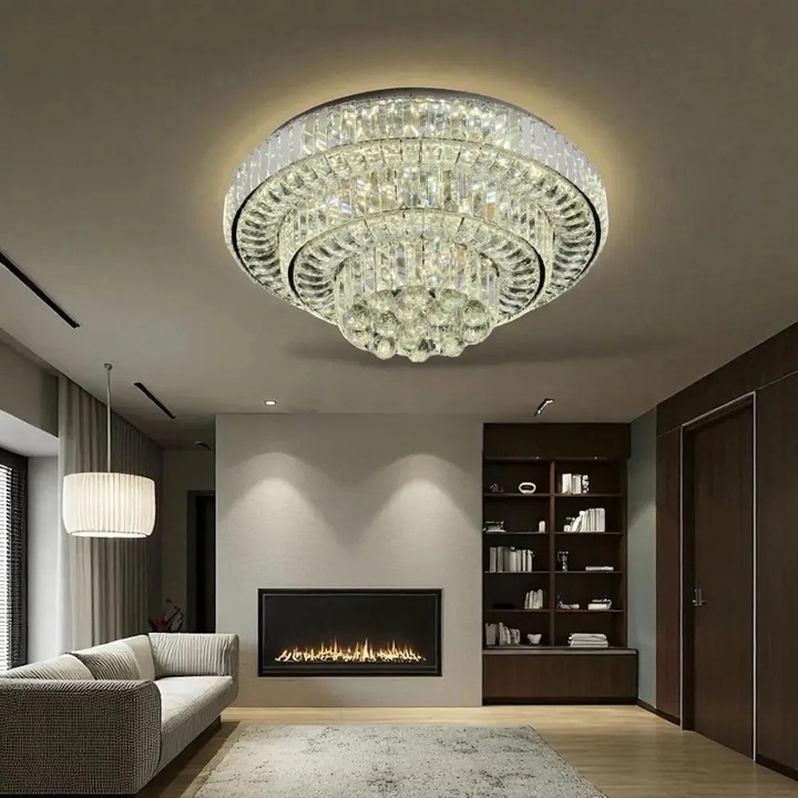 Candelabru LED Magic Time Dorellen, telecomandă 2.4G, putere 100W, reglabil 3500K-6500K, 50x24cm