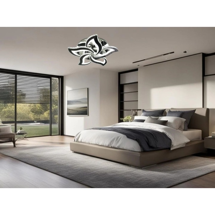 Lustra LED 156W Magic Time RGB cu telecomandă, culoare reglabilă, 63x11.5cm