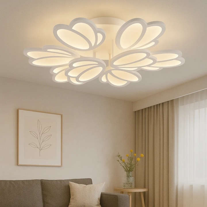 Lustra LED Magic Time Floral 3D, регулируема светлина 3000K-6500K, размери 72x10cm, с дистанционно управление