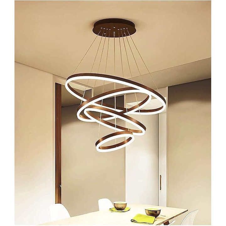 Lustra LED Luminastar Ring Minimalist Negru 2.4G cu Telecomandă, Intensitate Reglabilă