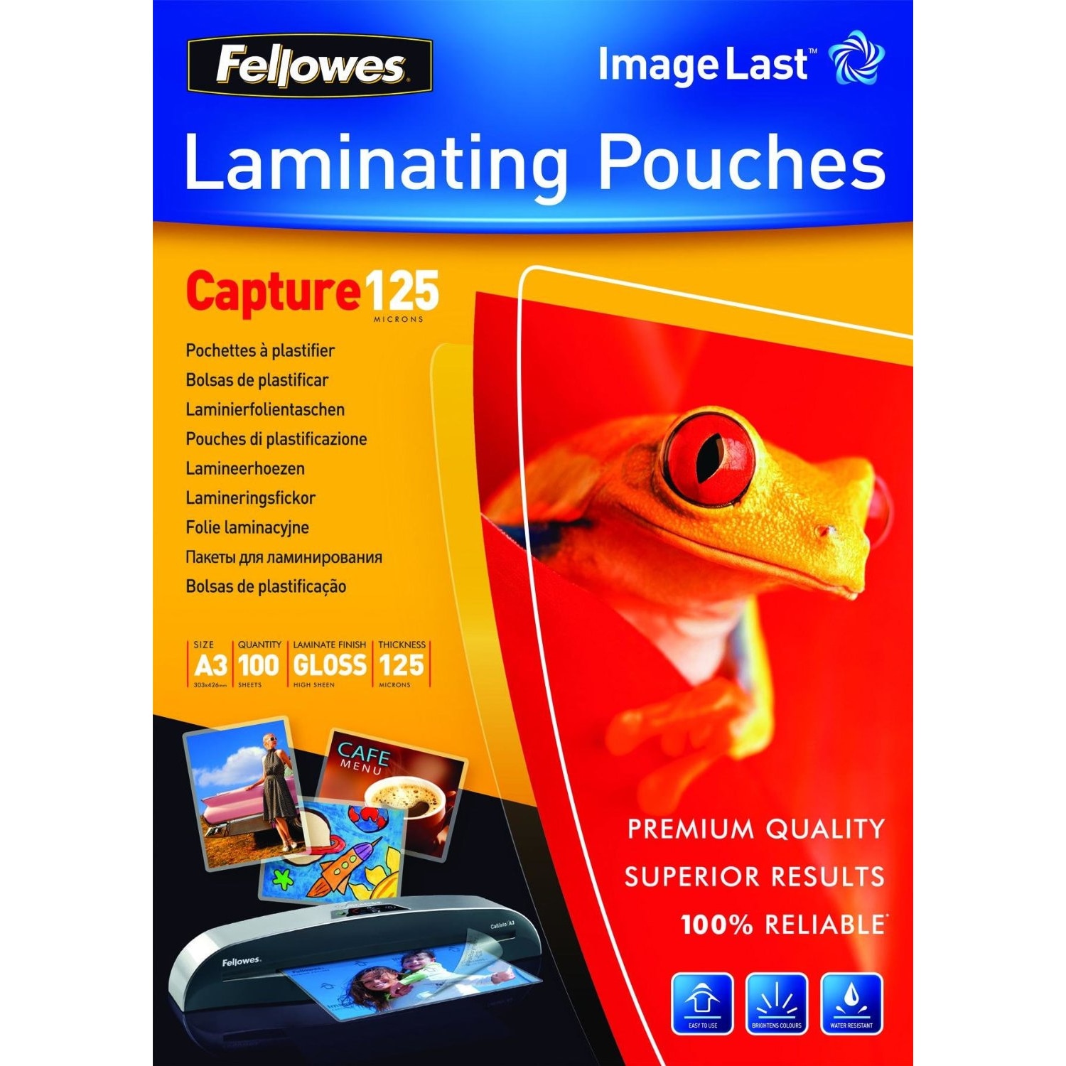 Folie de laminat A3 Fellowes, 125 microni, 100 buc/set