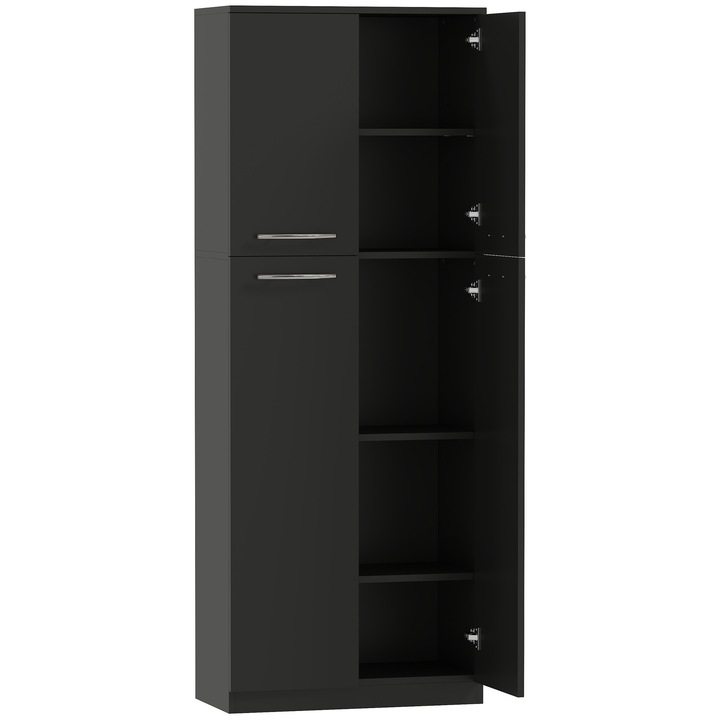 HOMCOM Dulap Minimalist cu 2 Compartimente si Rafturi Reglabile, din Lemn Negru, 59x31x155 cm