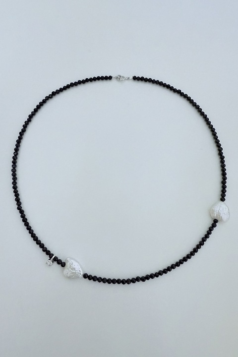 Rain Jewelry, Colier de argint cu zirconia, Alb, Negru