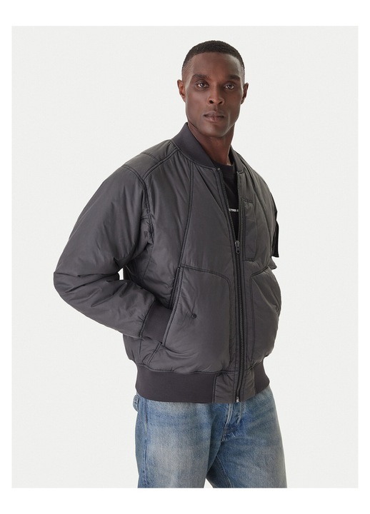 Geaca bomber barbati, G STAR RAW, gri, poliamida, fermoar, L INTL
