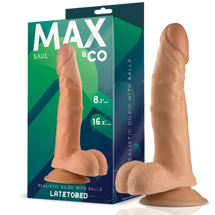 Dildo Realist cu Testicule si Ventuza, Saul - Max & Co, 21 cm