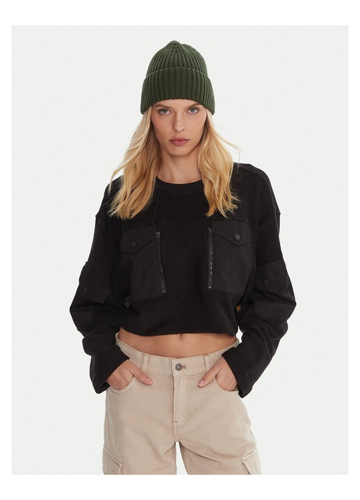 Hanorac dama G Star Raw, negru, textil, scurt