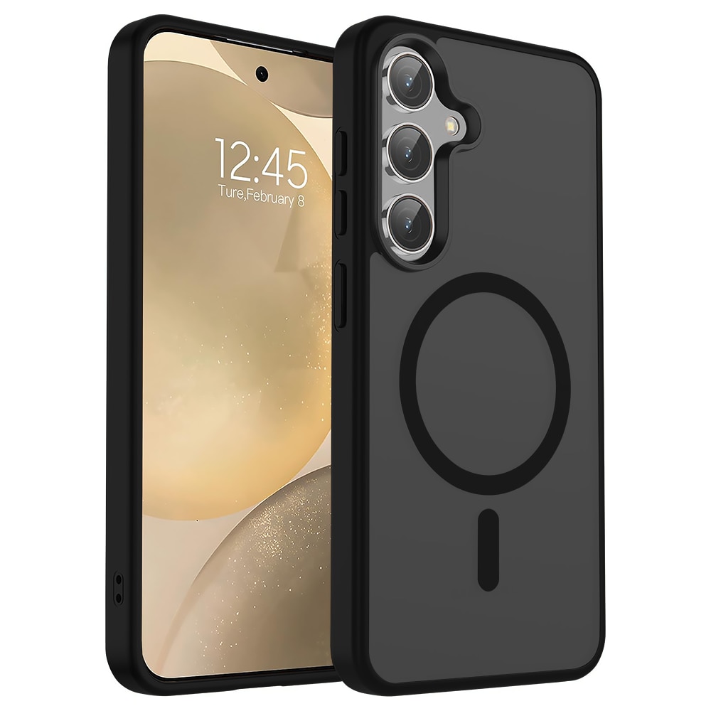 Husa compatibila cu Incarcare Magsafe pentru Samsung Galaxy S25, CASEY STUDIOS™, de Protectie, Slim, pentru Incarcare Wireless, Margini Ridicate pentru Protectia Ecranului si a Camerelor, Negru