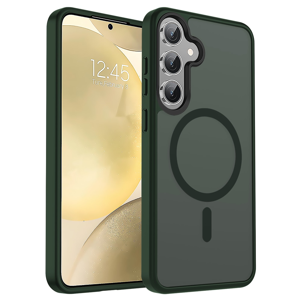 Husa compatibila cu Incarcare Magsafe pentru Samsung Galaxy S24 Plus, CASEY STUDIOS™, de Protectie, Slim, pentru Incarcare Wireless, Margini Ridicate pentru Protectia Ecranului si a Camerelor, Verde
