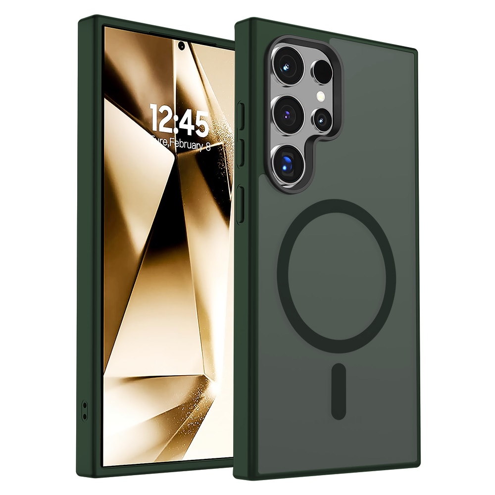 Husa compatibila cu Incarcare Magsafe pentru Samsung Galaxy S24 Ultra, CASEY STUDIOS™, de Protectie, Slim, pentru Incarcare Wireless, Margini Ridicate pentru Protectia Ecranului si a Camerelor, Verde