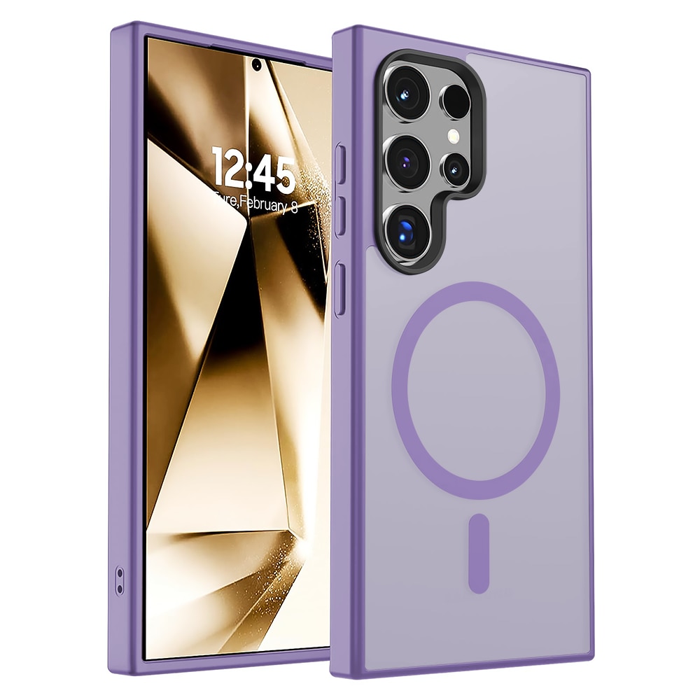 Husa compatibila cu Incarcare Magsafe pentru Samsung Galaxy S24 Ultra, CASEY STUDIOS™, de Protectie, Slim, pentru Incarcare Wireless, Margini Ridicate pentru Protectia Ecranului si a Camerelor, Mov Deschis