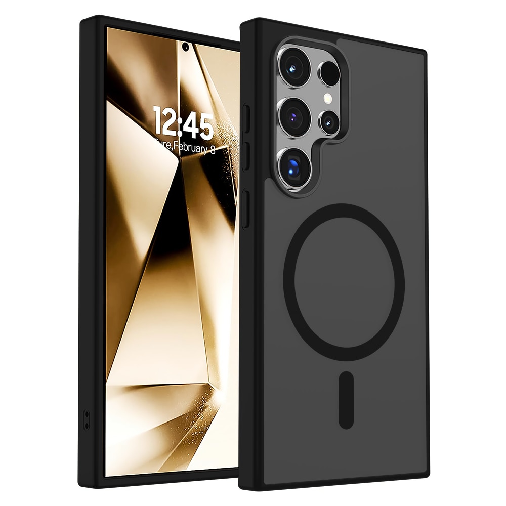 Husa compatibila cu Incarcare Magsafe pentru Samsung Galaxy S24 Ultra, CASEY STUDIOS™, de Protectie, Slim, pentru Incarcare Wireless, Margini Ridicate pentru Protectia Ecranului si a Camerelor, Negru