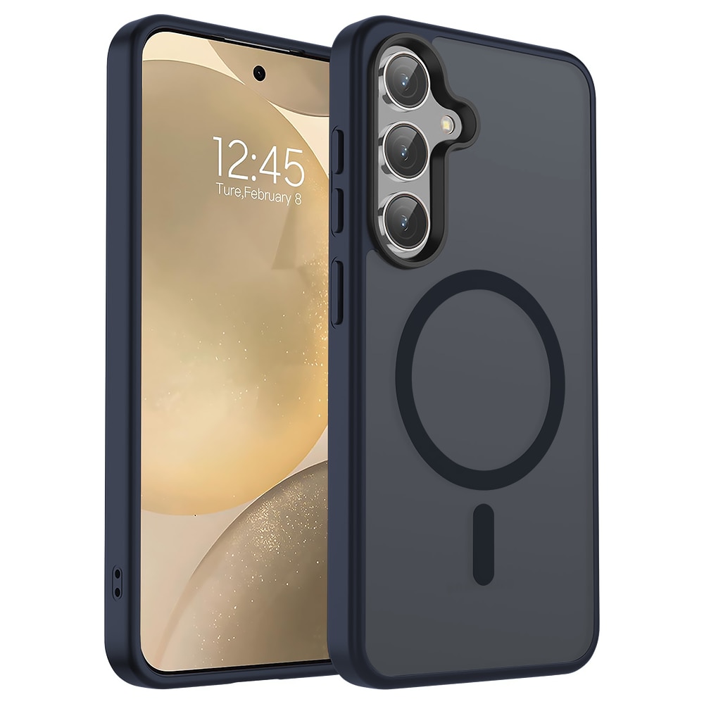 Husa compatibila cu Incarcare Magsafe pentru Samsung Galaxy S25, CASEY STUDIOS™, de Protectie, Slim, pentru Incarcare Wireless, Margini Ridicate pentru Protectia Ecranului si a Camerelor, Albrastru