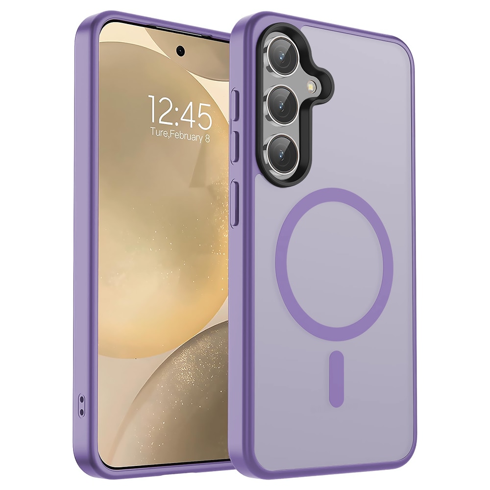 Husa compatibila cu Incarcare Magsafe pentru Samsung Galaxy S24, CASEY STUDIOS™, de Protectie, Slim, pentru Incarcare Wireless, Margini Ridicate pentru Protectia Ecranului si a Camerelor, Mov Deschis