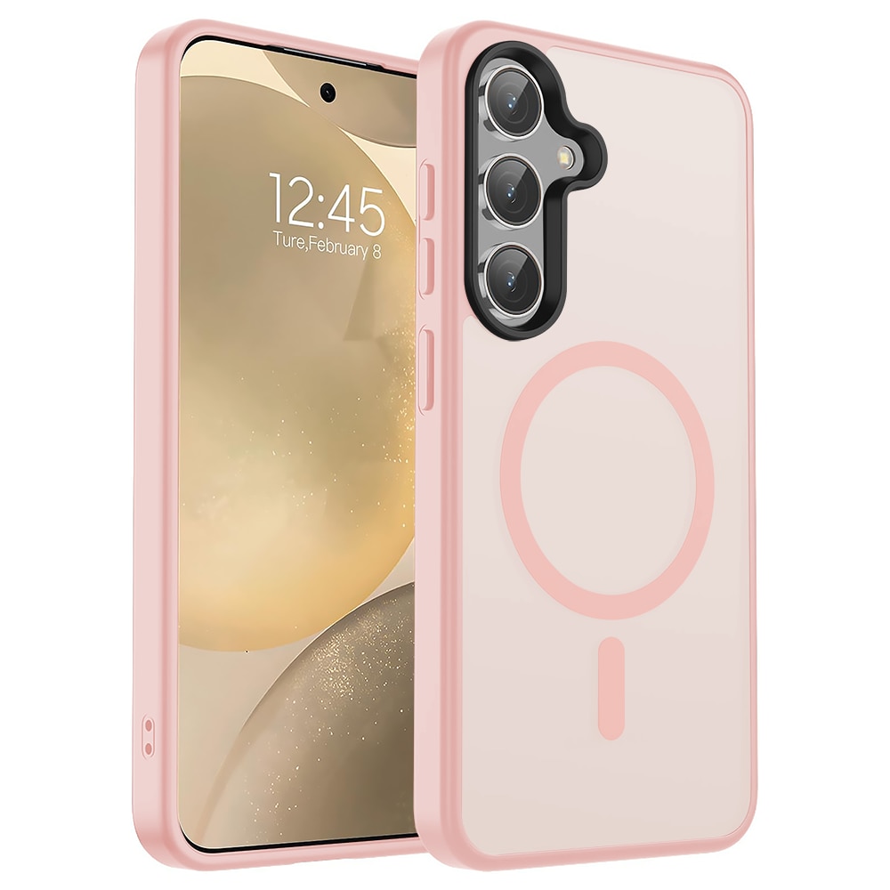 Husa compatibila cu Incarcare Magsafe pentru Samsung Galaxy S25, CASEY STUDIOS™, de Protectie, Slim, pentru Incarcare Wireless, Margini Ridicate pentru Protectia Ecranului si a Camerelor, Roz