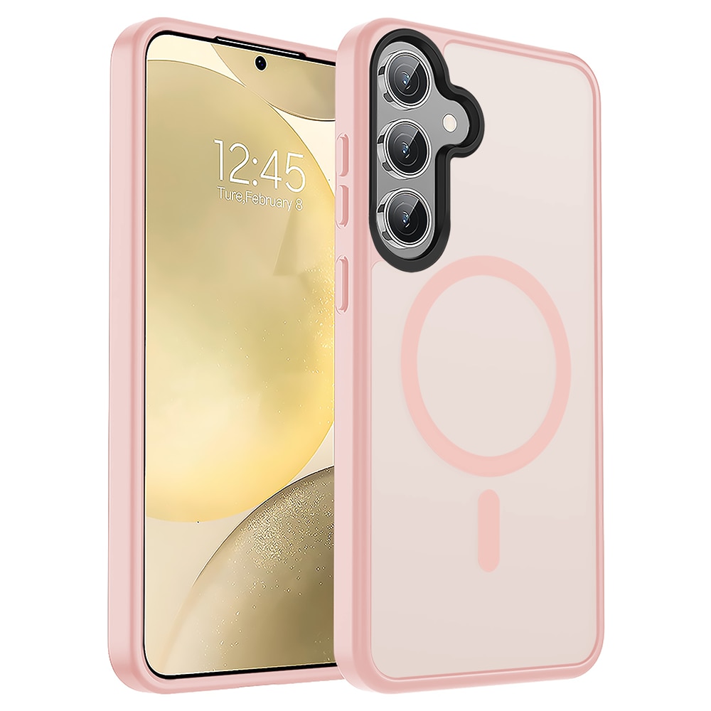 Husa compatibila cu Incarcare Magsafe pentru Samsung Galaxy S24 Plus, CASEY STUDIOS™, de Protectie, Slim, pentru Incarcare Wireless, Margini Ridicate pentru Protectia Ecranului si a Camerelor, Roz
