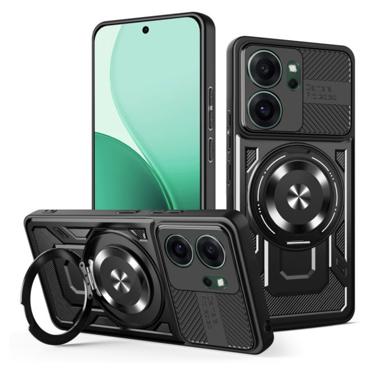 Husa Upzz® CamProtect Magnetic Pentru Oppo Reno14 F / 14 FS 5G, Materiale Premium, AntiShock, Black