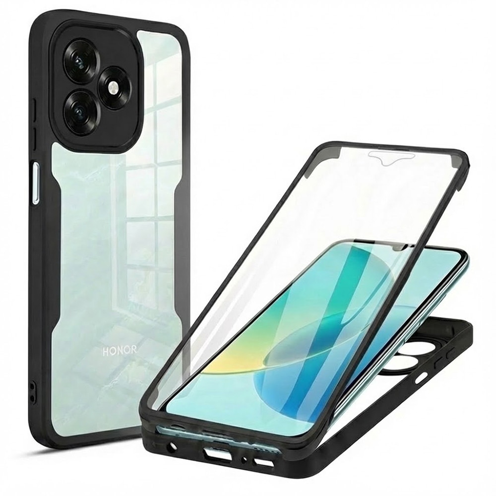 Set 360: Husa cu folie integrata pentru Honor X5c Plus Protectie 360 fata / spate - negru