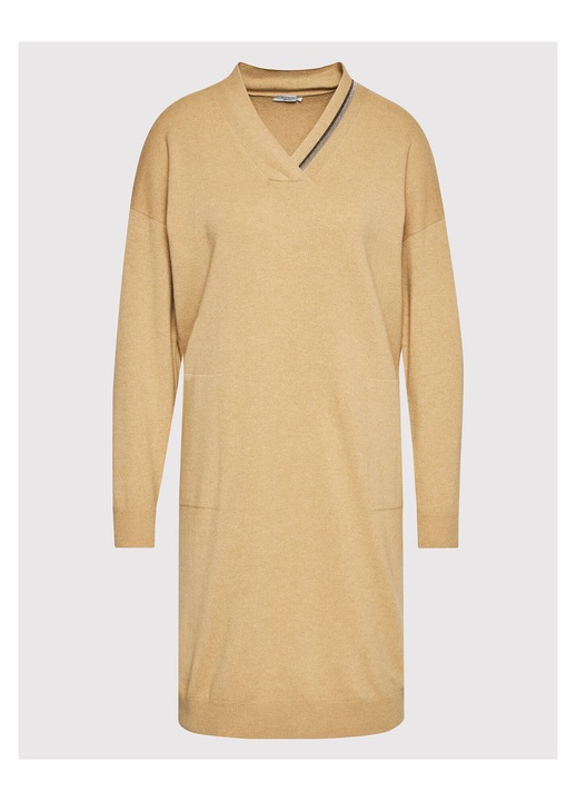 Rochie tricotata, PESERICO, 70% lana, 20% matase, bej, pentru femei, 44 EU