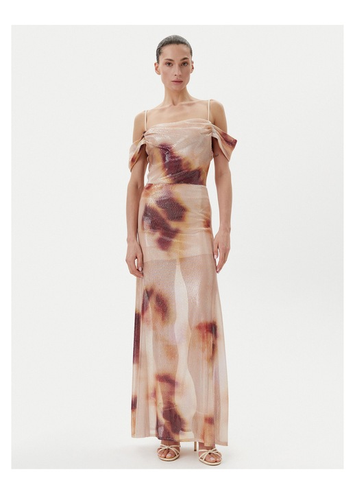 Rochie de seara dama Eleh, bej, maro, 2 culori