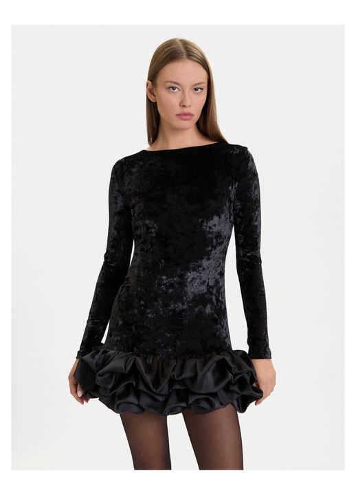 Rochie cocktail, Eleh, fermoar, negru, poliester, 44 EU