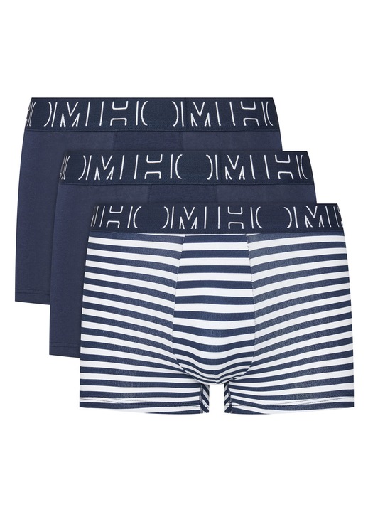 Set boxeri barbati, Hom, Bleumarin/Alb, Dungi, 3 buc