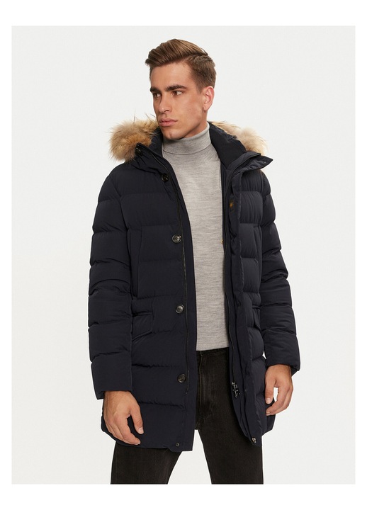 Geaca de puf barbati Hetrego, bleumarin, fabricata din material de calitate