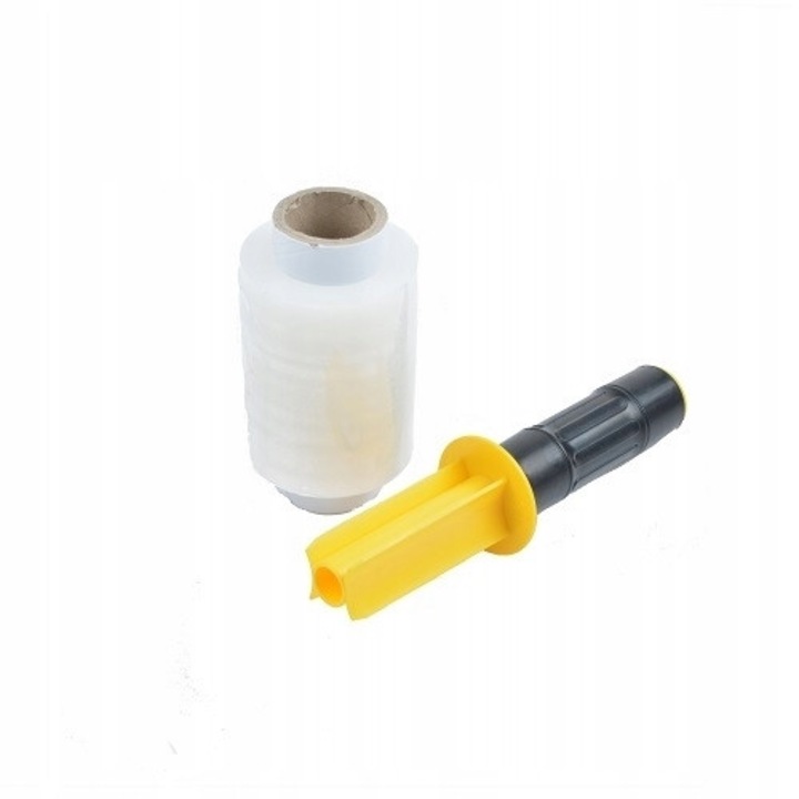 Set Folie Stretch Cu Desfacator, Neopak, Material Ldpe, Pentru Ambalarea Articolelor Fragile, Protector, Durabil, Greutate 0.3 kg, Grosime 23 Micrometri, Elasticitate 160%, 10 cm X Fi 50, Transparent