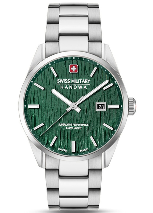 Férfi karóra Swiss Military Hanowa, Zöld számlap, Ezüst