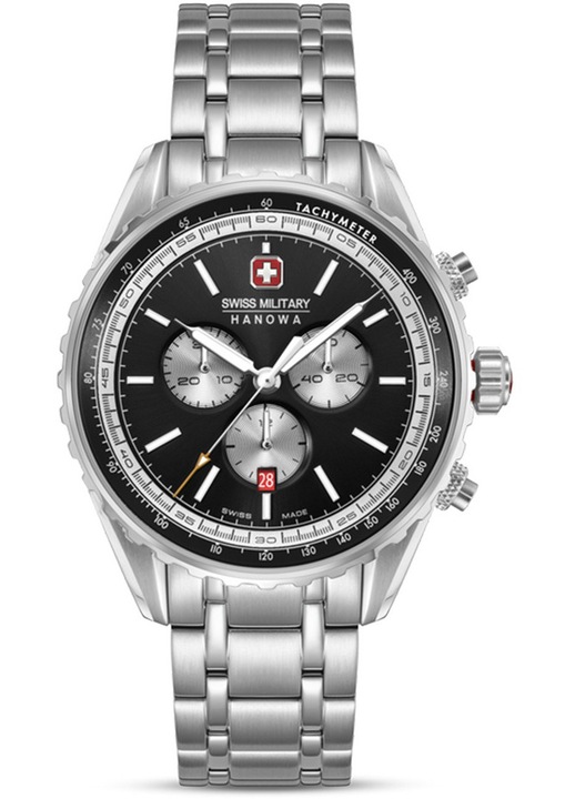 Férfi karóra, Swiss Military Hanowa, Ezüst/Fekete