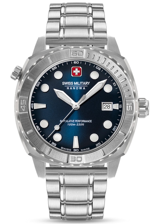 Férfi karóra, Swiss Military Hanowa Phoenix, Ezüst/Kék