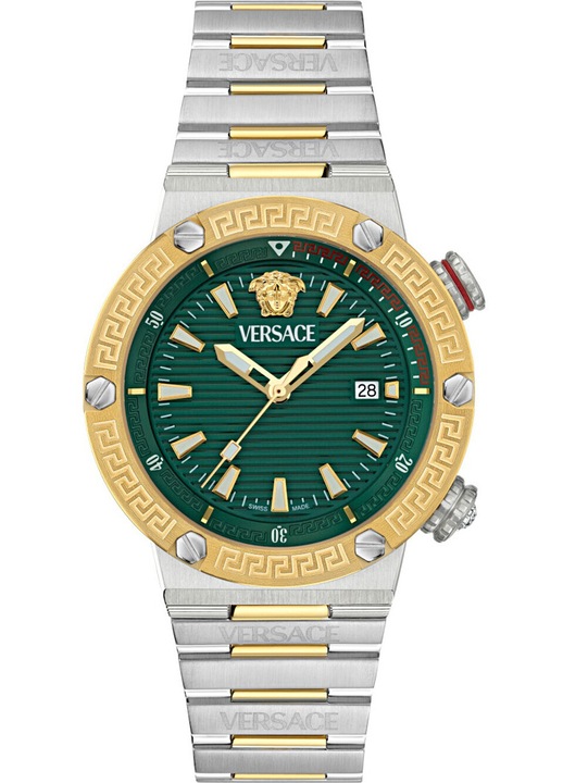 Ceas barbati, Versace, 43mm, 10ATM, Argintiu/Auriu