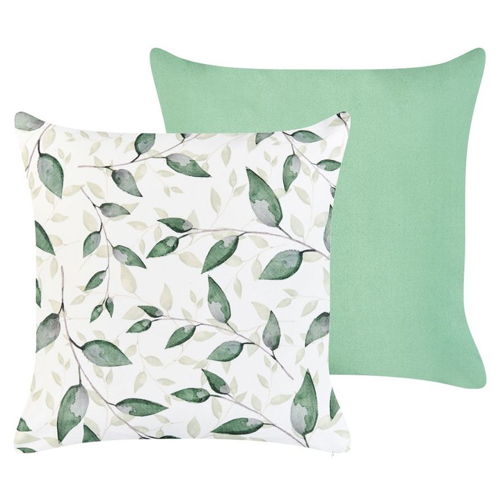 Set de 2 perne pentru exterior Flyleaf Imprimeu cu plante 45 x 45 cm Verde