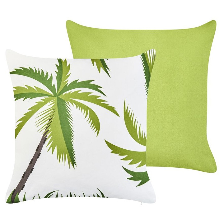 Set de 2 perne pentru exterior Seaside Imprimeu cu plante 45 x 45 cm Verde