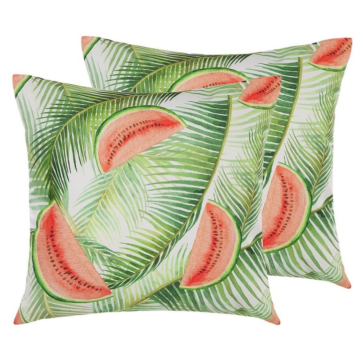 Set de 2 perne pentru exterior Lovoleto Imprimeu cu plante 45 x 45 cm Verde deschis