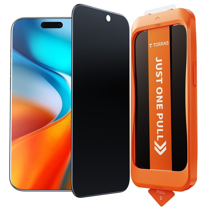 Folie telefon Torras Privacy pentru iPhone 17 Pro Max, sticlă securizată, negru