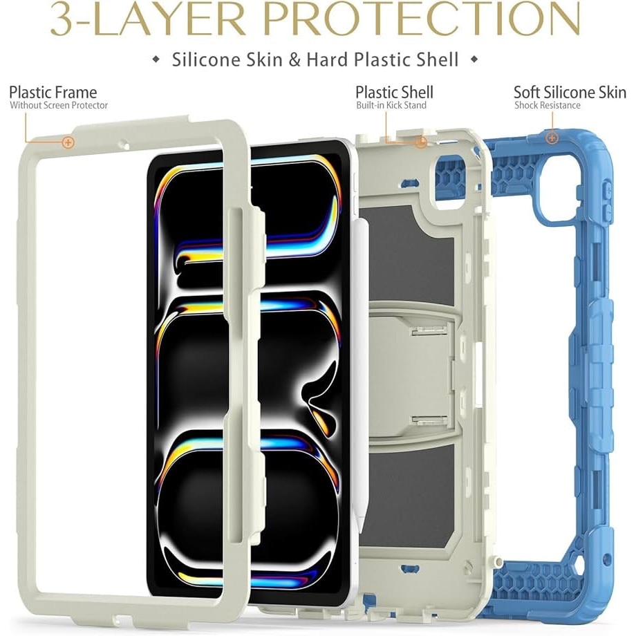 Husa compatibila cu iPad Air 4/5 10.9 (20/21) iPad Pro 11 (18/20/21) Albastru-Bej